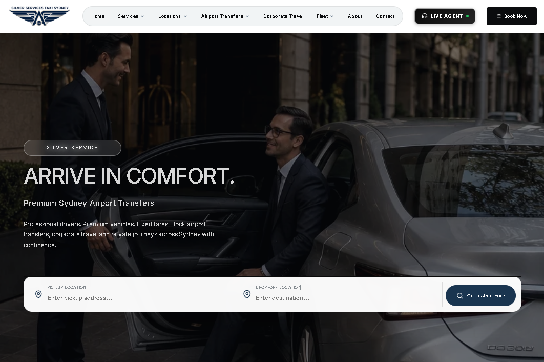 Silver Taxi Sydney website homepage