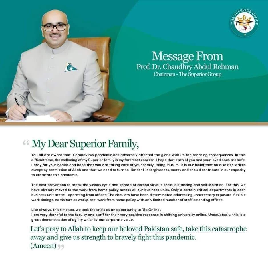 Superior — Message from the Chairman, The Superior Group